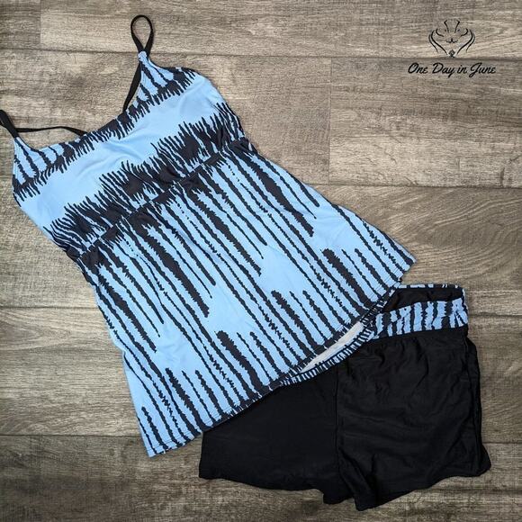Summer Mae Cage Back Boyshort Tankini Swimsuit Size XL - Picture 1 of 3